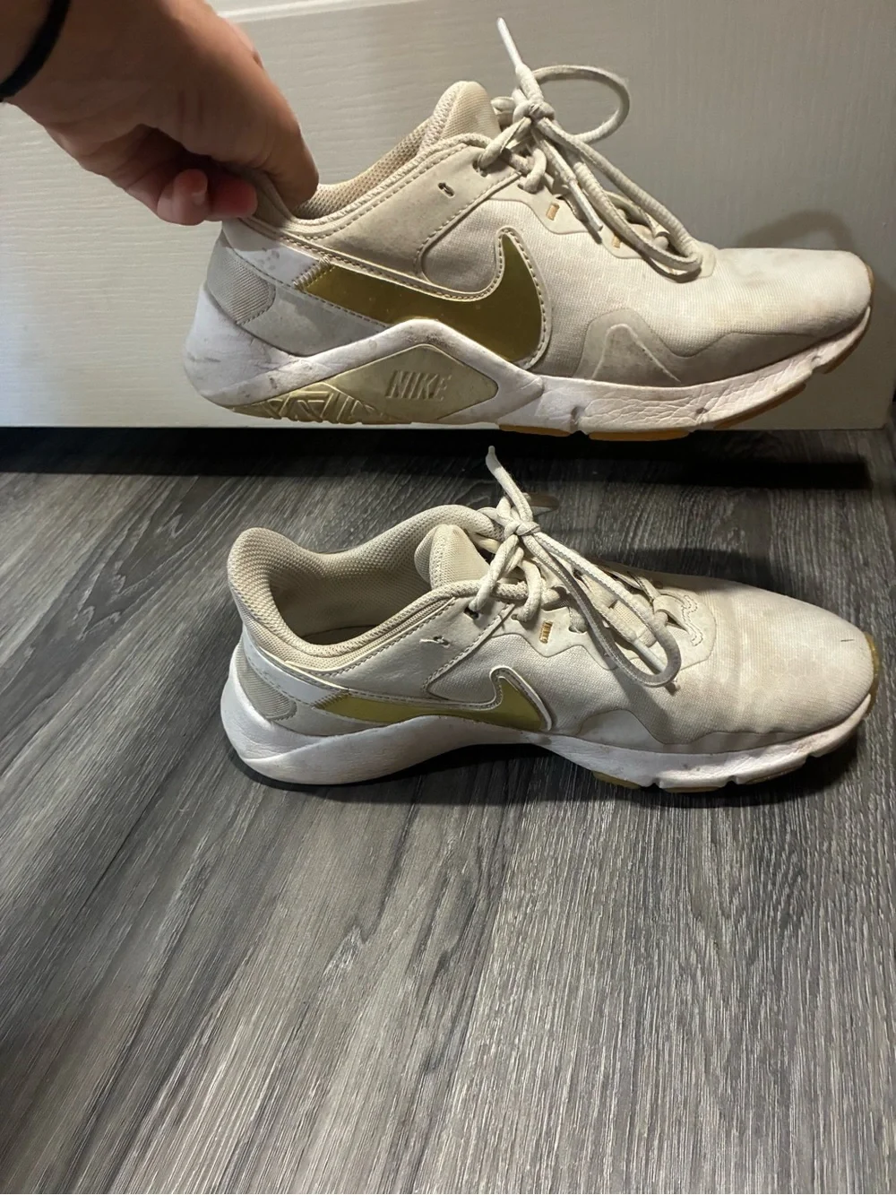 Nike Off-White Athletic Sneakers with Yellow Highlights